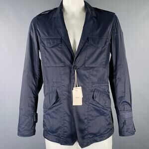 TS (S) Size L Navy Textured Cotton Drawstring Hacking Jacket